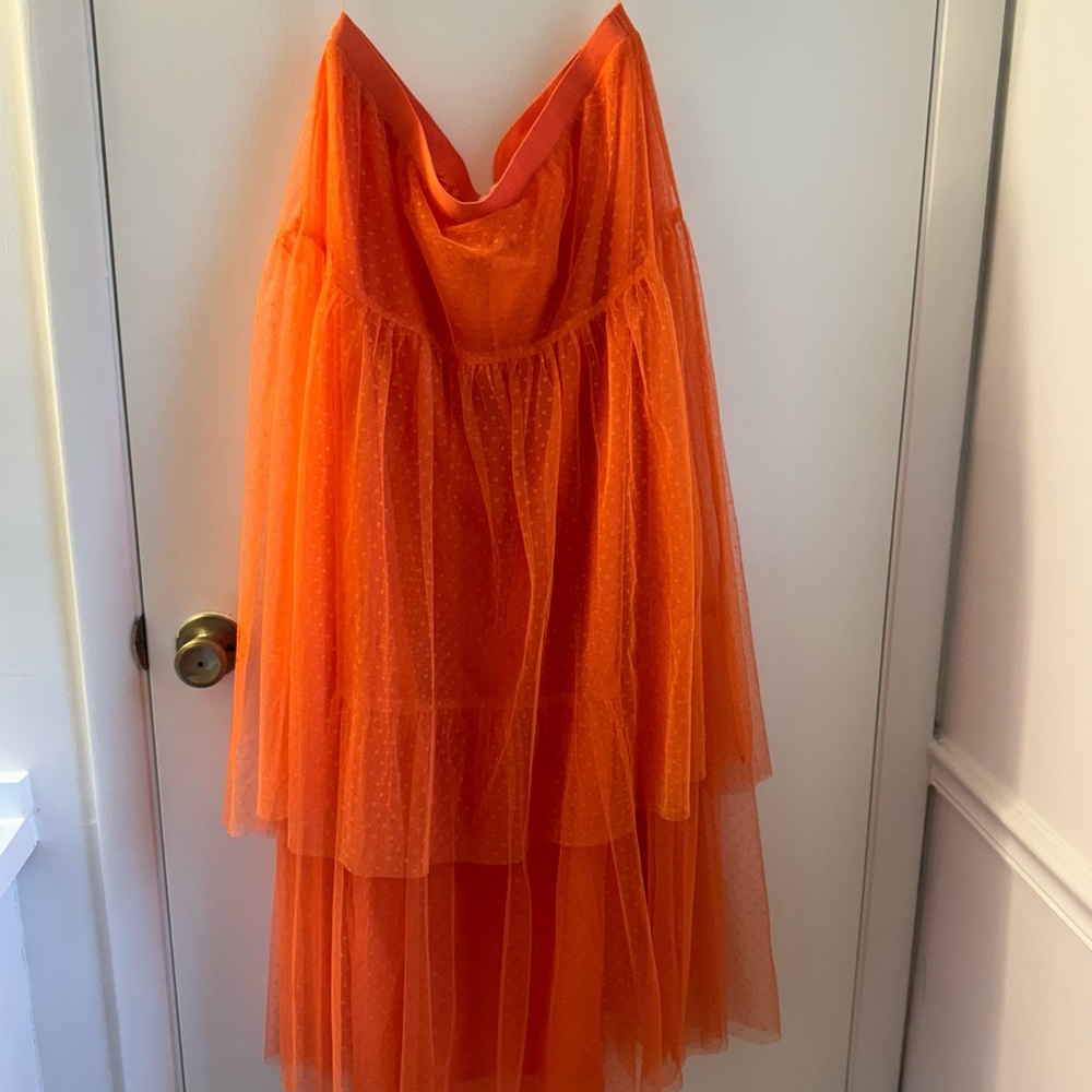Anthropologie Orange Mesh Skirt